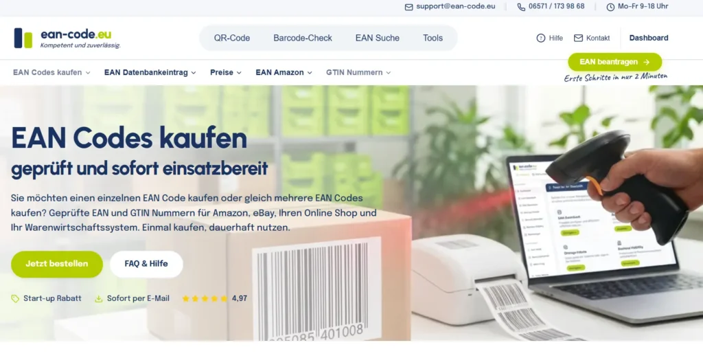 ean-code.eu Anbieter von EAN Nummern mit Zertifikat Offizieller Nummern